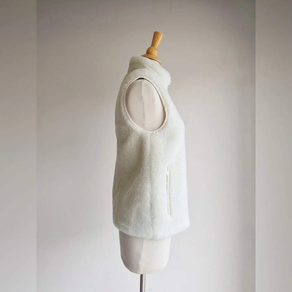J. Crew Plush Fleece Excursion Vest E1535 XXS Ivory Faux Fur